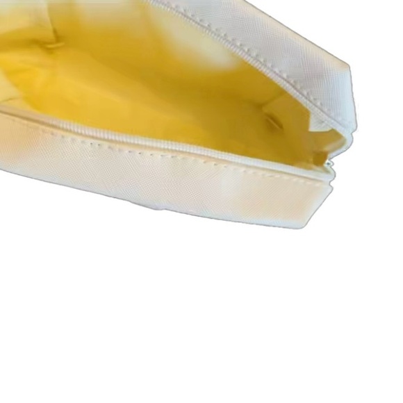 Cream “Skin” Cosmetic Makeup Bag, Patch Chenille Letter. Multi-colored - Picture 4 of 5